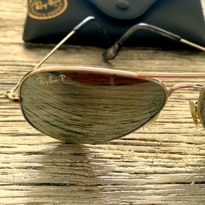Polarized ray ban aviator sunglasses! Silver mirrored!